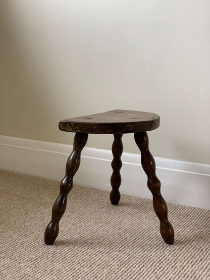 French antique stool with bobbin legs