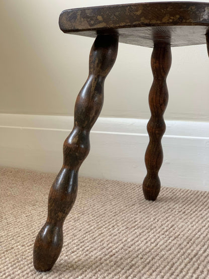 French antique stool with bobbin legs