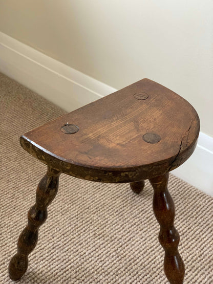 French antique stool with bobbin legs