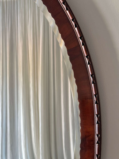 Antique mahogany scalloped mirror