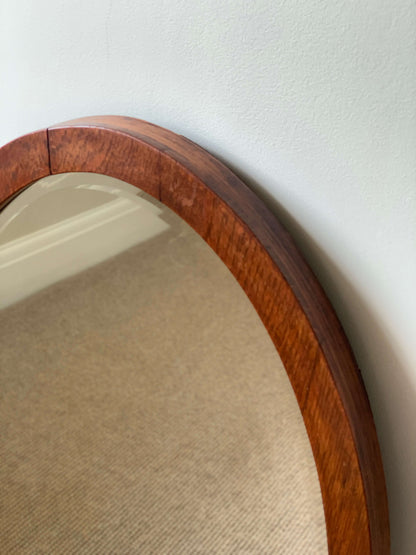 Large antique oak oval mirror