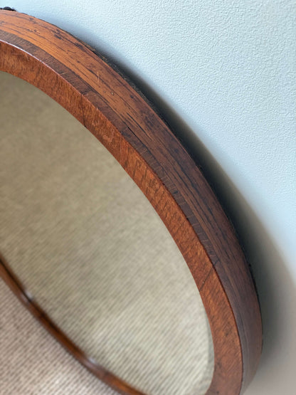 Large antique oak oval mirror