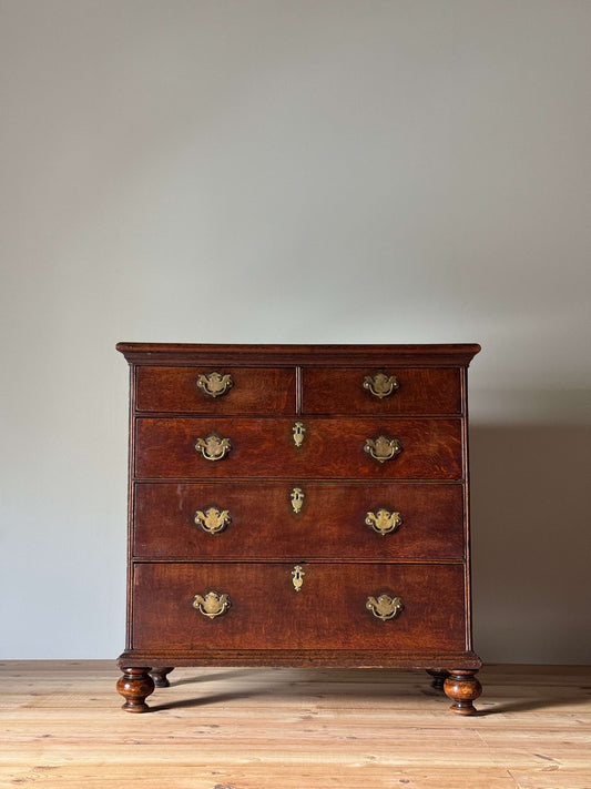 Georgian chest of drawers on bun feet