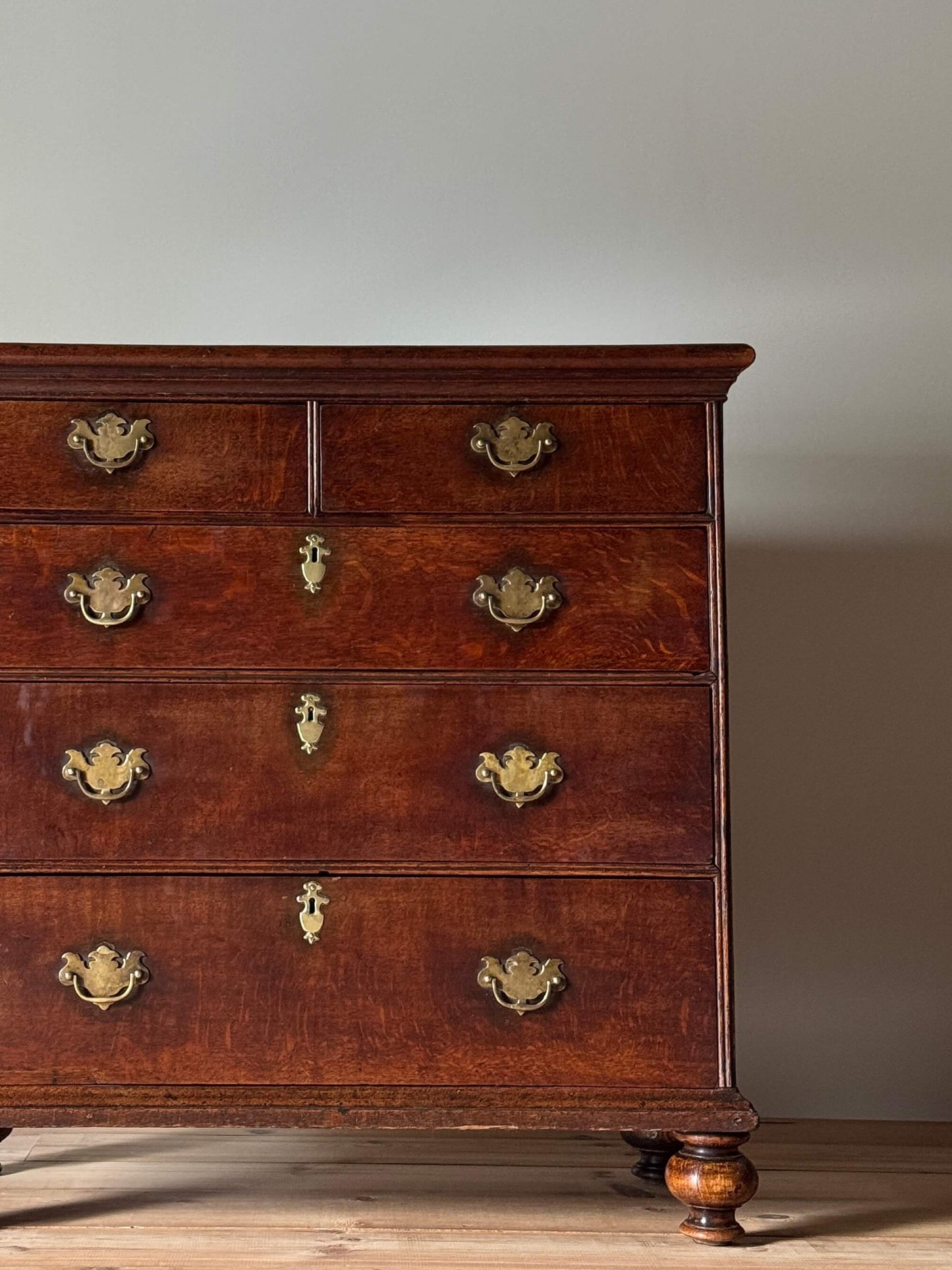 Georgian chest of drawers on bun feet