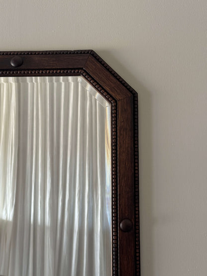 20th-century oak octagonal mirror