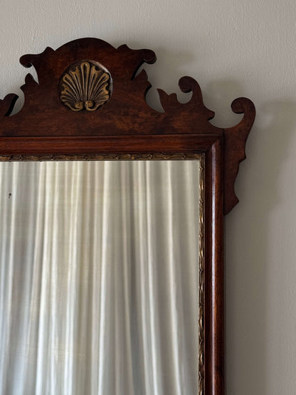 Antique walnut fret mirror