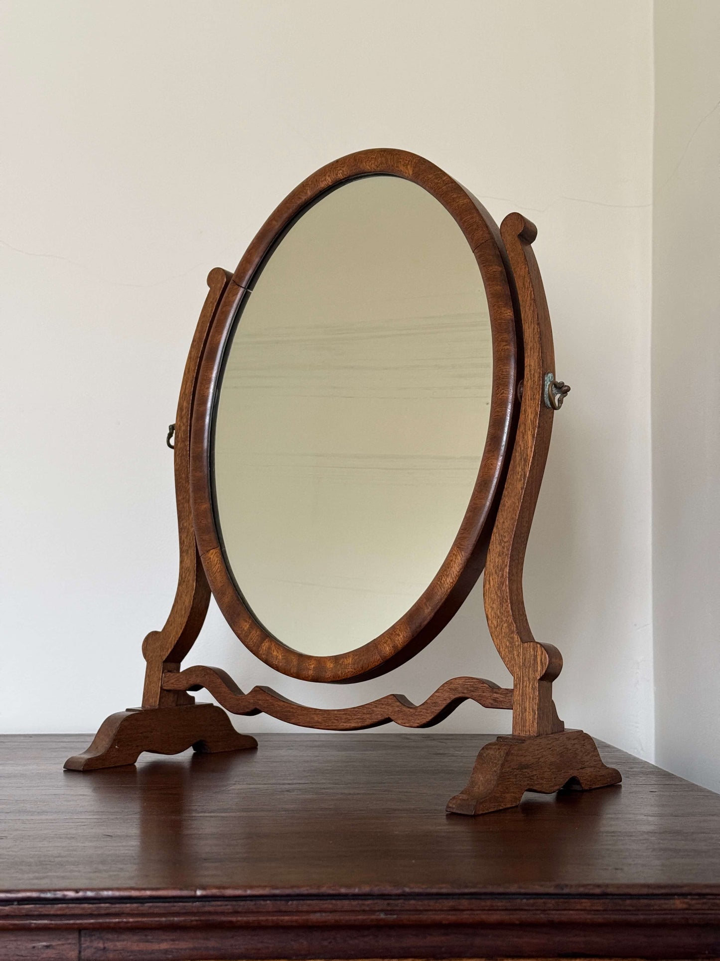 Oval Victorian table-top mirror