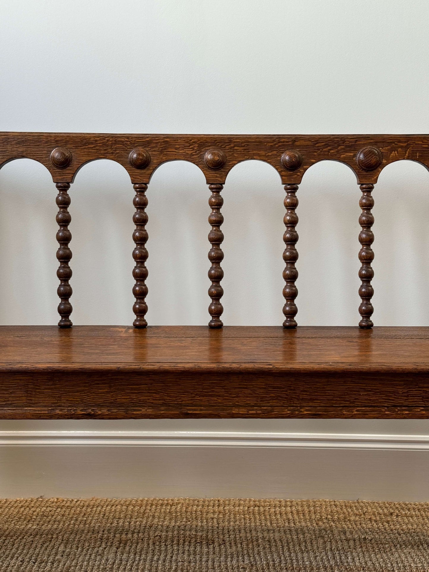 Antique Jacobean revival bobbin bench