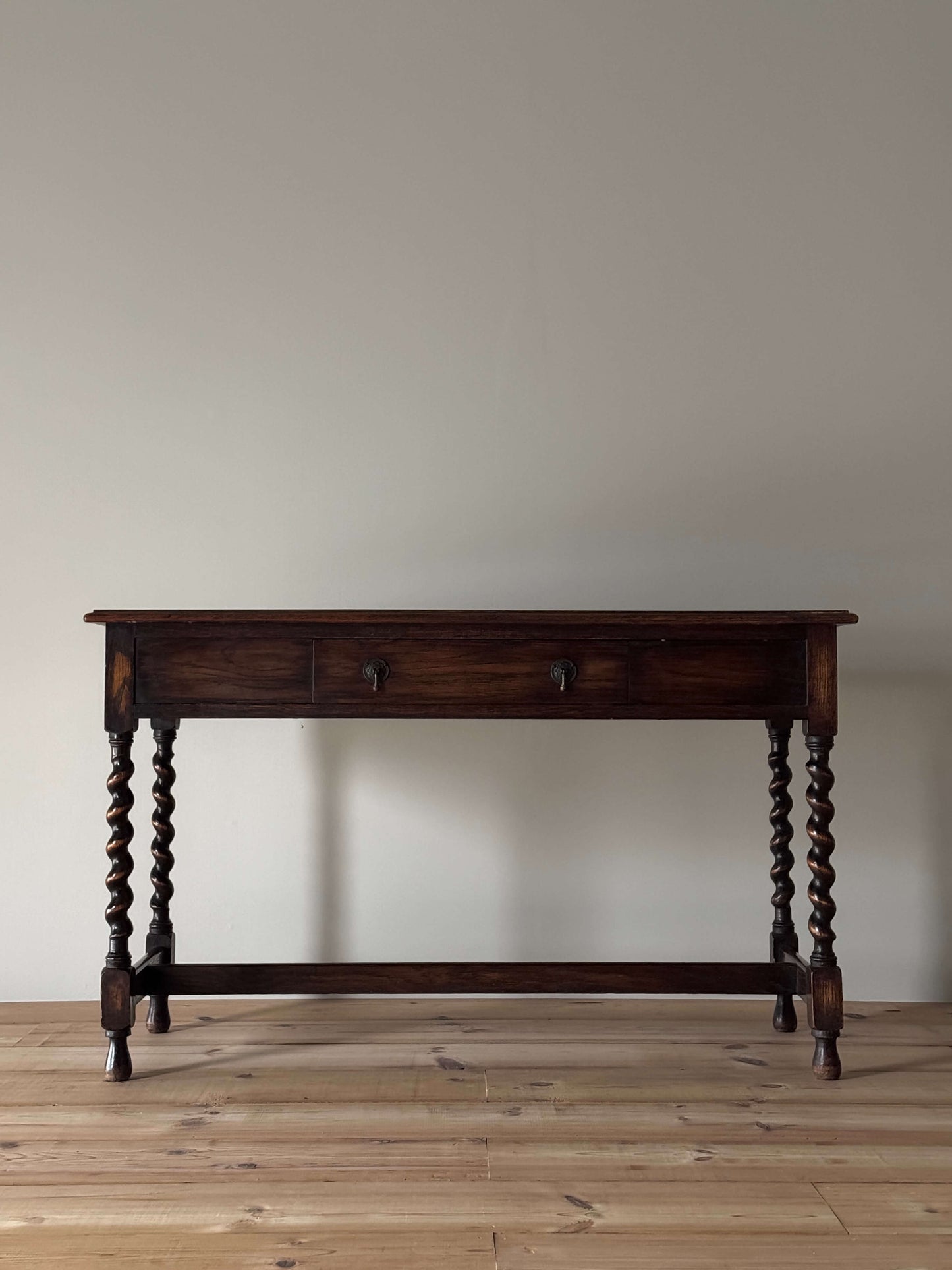 Victorian barley twist oak console table