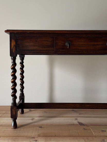 Victorian barley twist oak console table