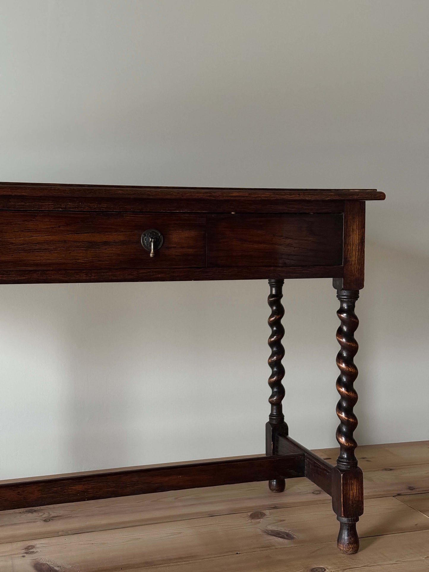 Victorian barley twist oak console table