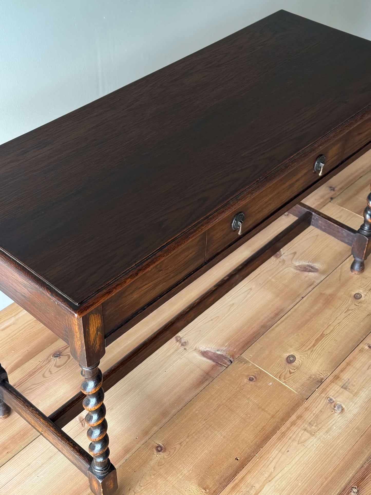 Victorian barley twist oak console table