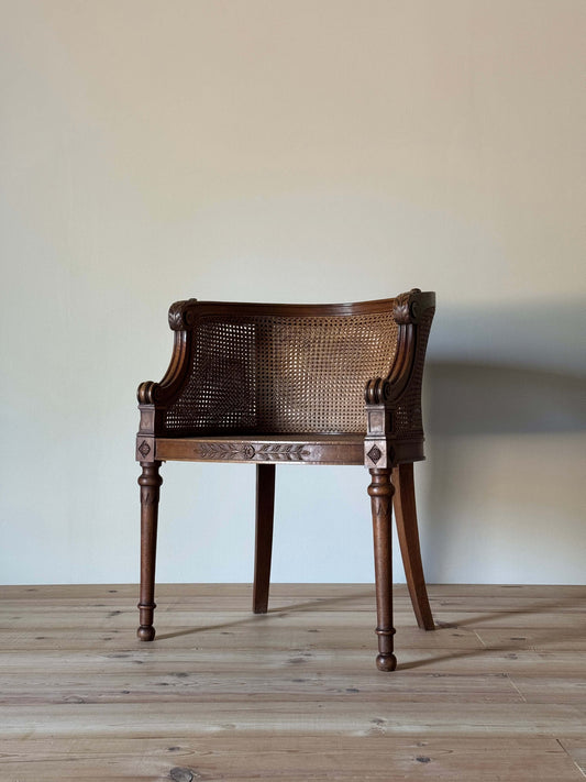 Vintage French bergère cane armchair