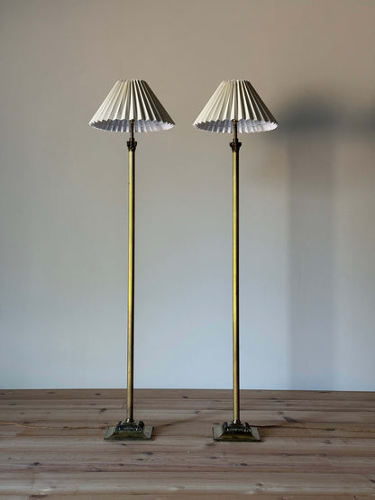 Pair of 20th-century brass floor lamps
