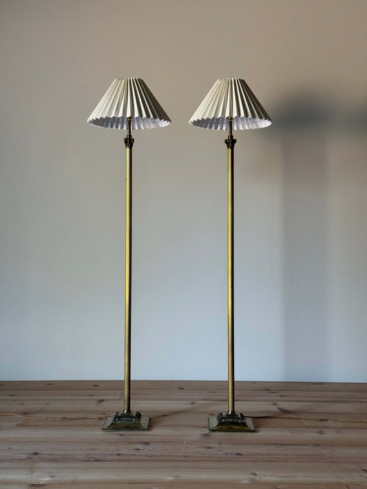 Pair of 20th-century brass floor lamps