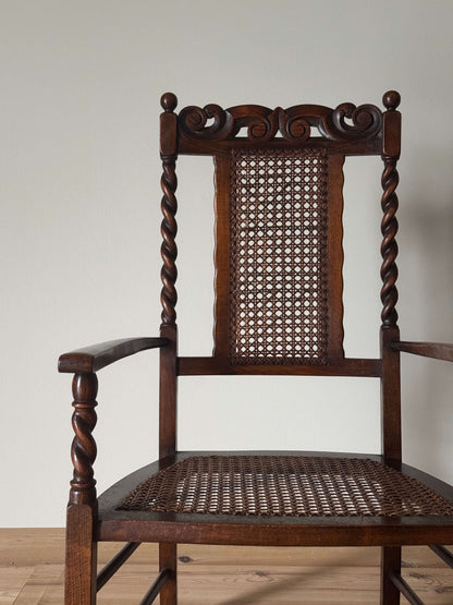 Antique 19th century carved cane armchair