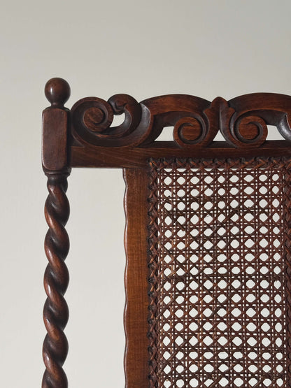 Antique 19th century carved cane armchair