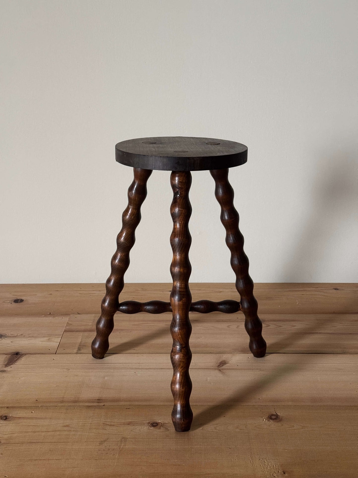 French vintage circular bobbin stool