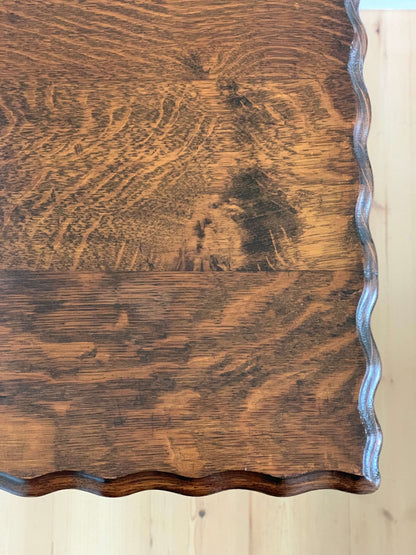 Antique barley twist table with scalloped edges