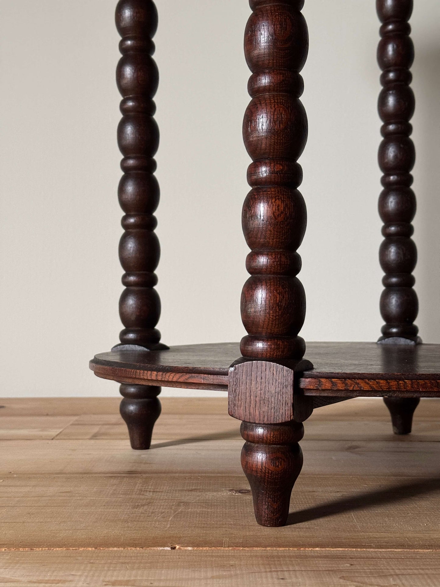 French vintage two-tiered bobbin table