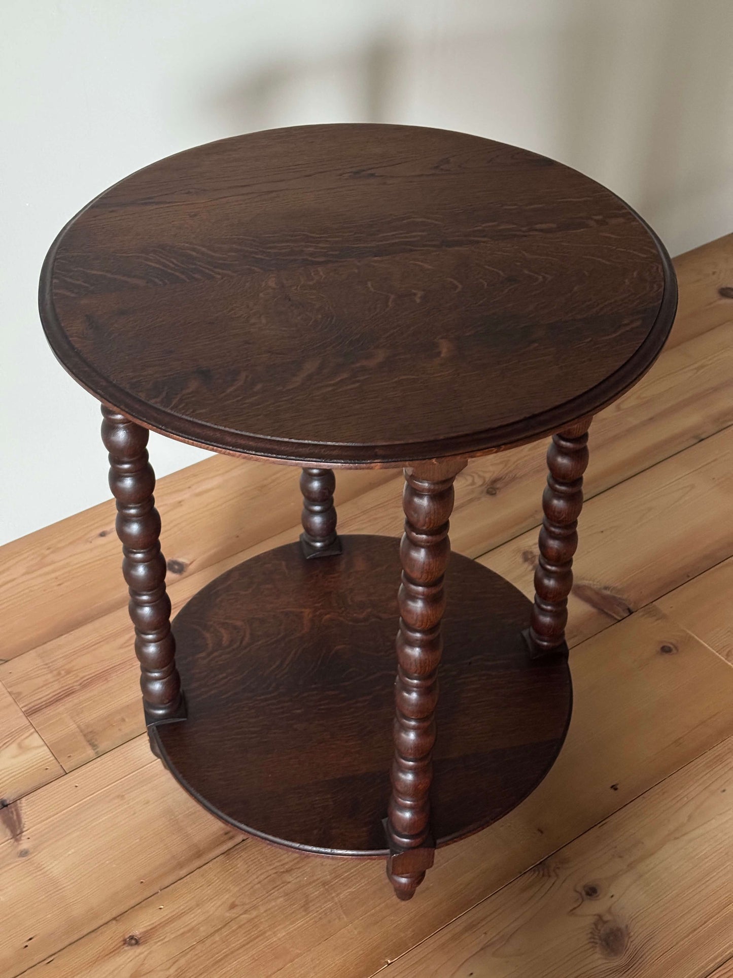 French vintage two-tiered bobbin table