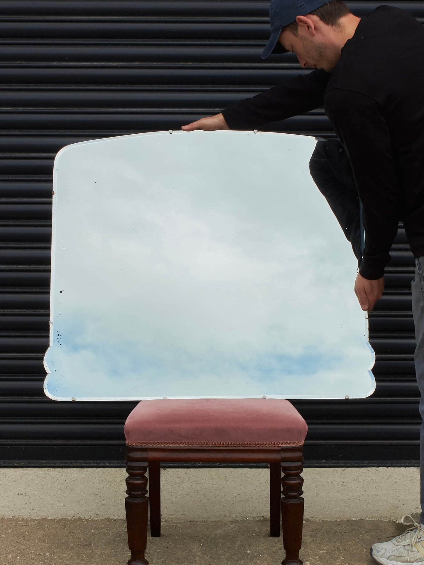 Art Deco bevelled over-mantel mirror
