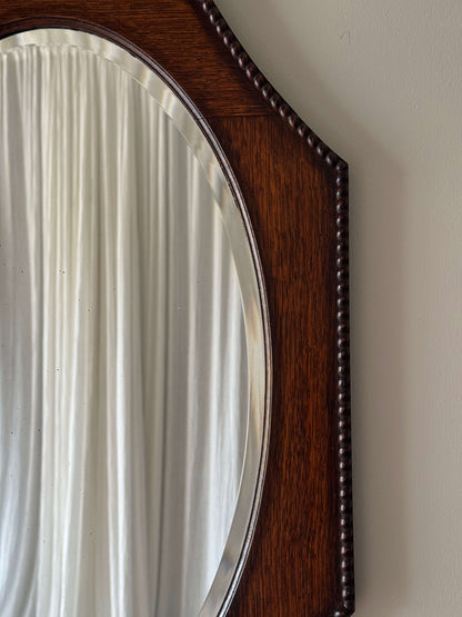 Antique octagonal rope twist oak mirror