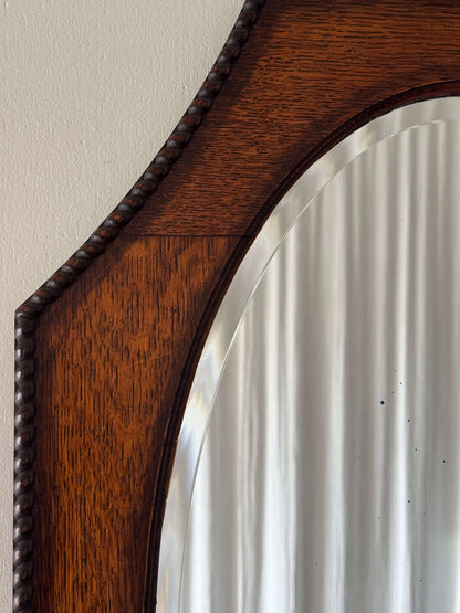 Antique octagonal rope twist oak mirror