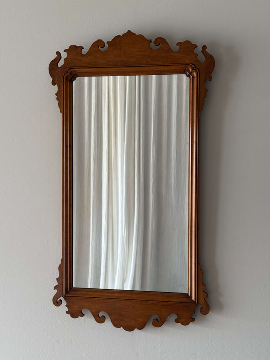 Large antique blonde fret mirror