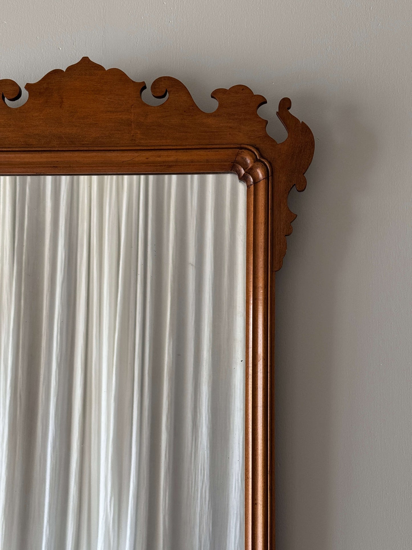 Large antique blonde fret mirror