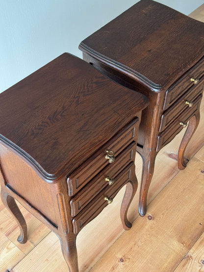 Pair of French vintage bedside tables with key