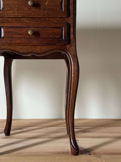 Pair of French vintage bedside tables with key