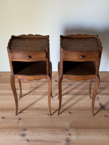 Pair of petite French bedside tables