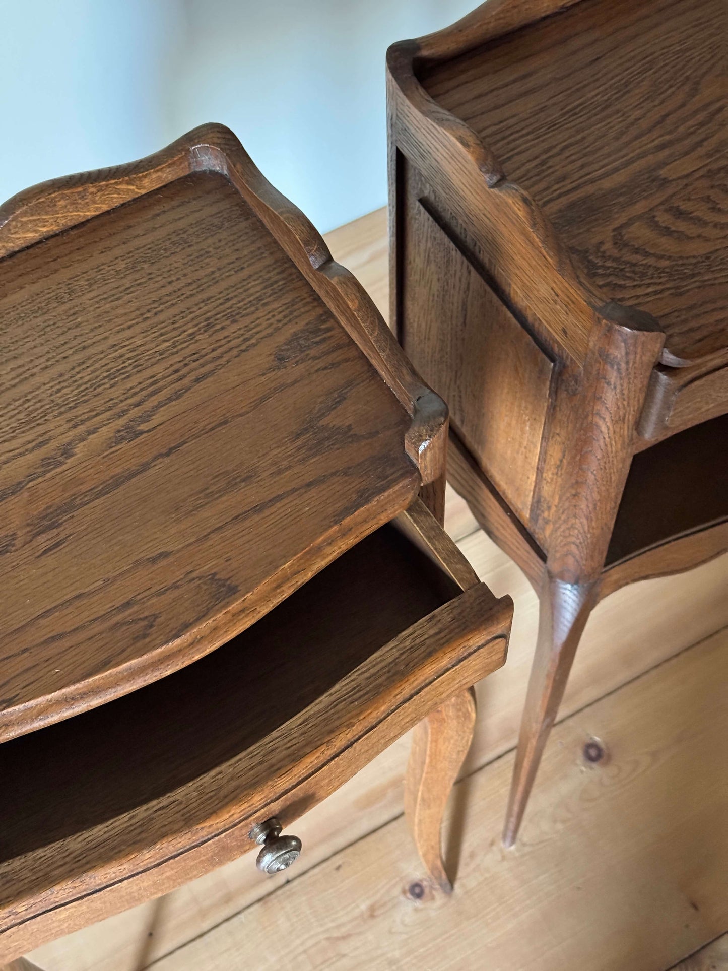 Pair of petite French bedside tables