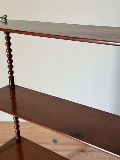 French antique mahogany bobbin shelf