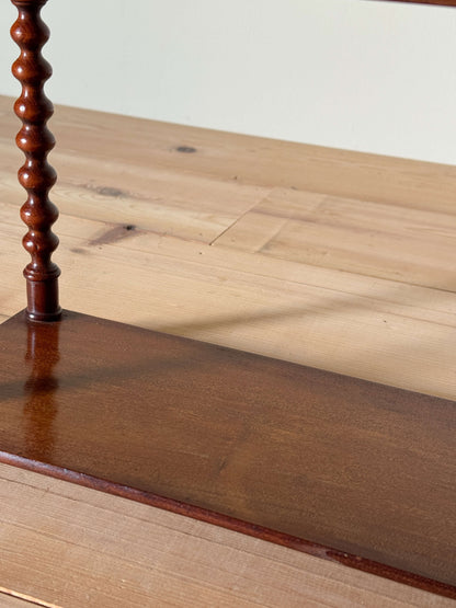 French antique mahogany bobbin shelf