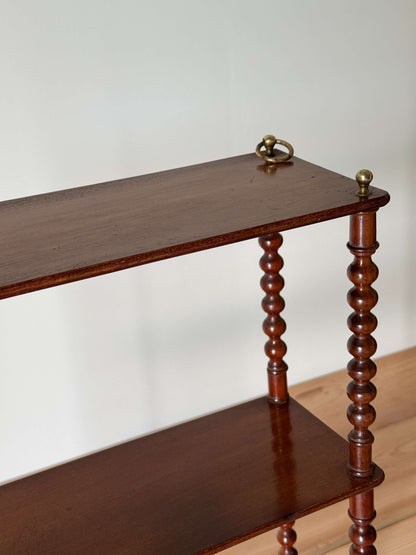 French antique mahogany bobbin shelf