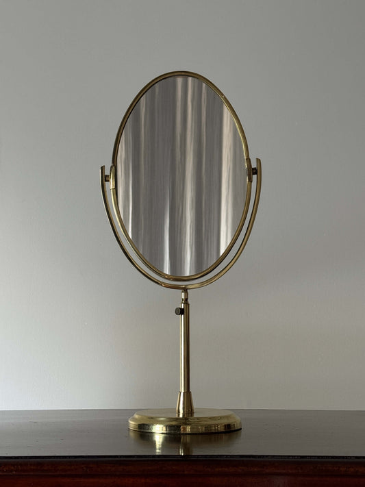 Small mid-century brass vanity mirror