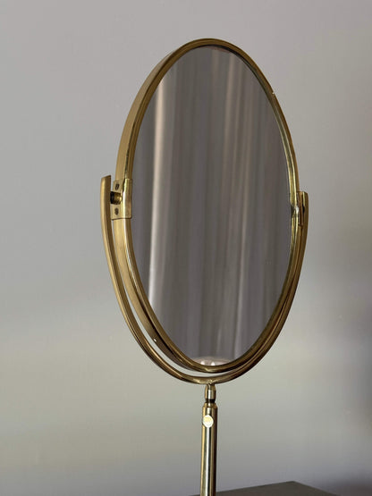 Small mid-century brass vanity mirror