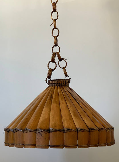 French vintage bamboo pendant shade