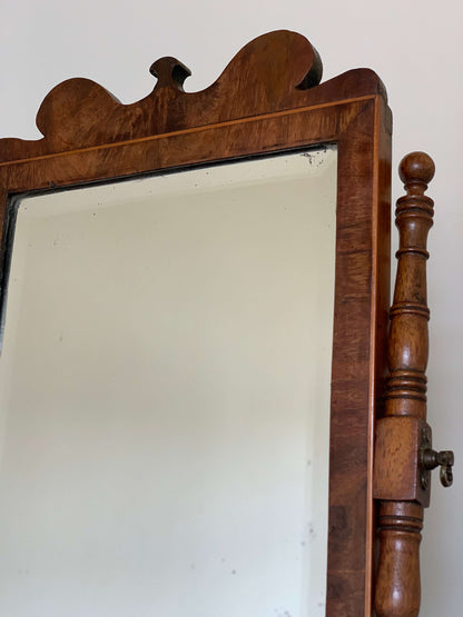 Antique walnut veneer table-top mirror