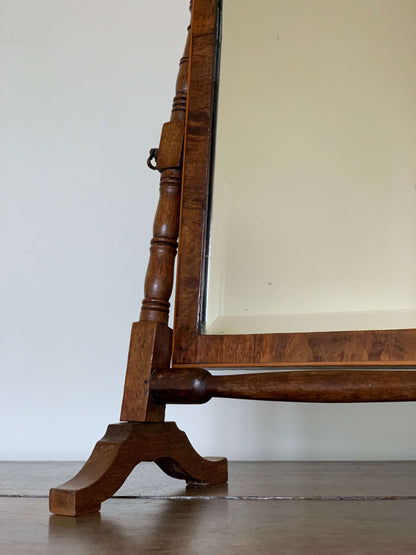 Antique walnut veneer table-top mirror