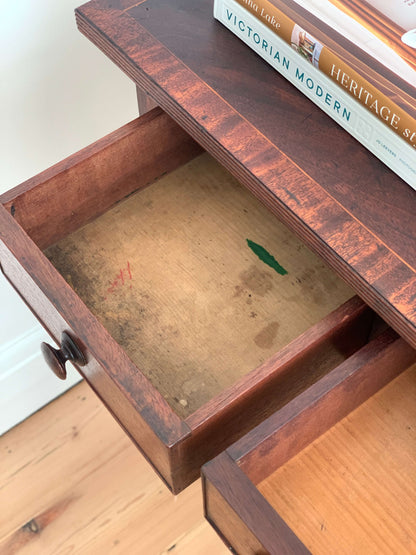 Antique bobbin console table on brass casters