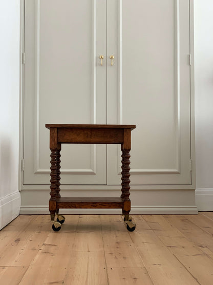 French vintage bobbin table on casters