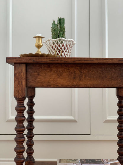 French vintage bobbin table on casters