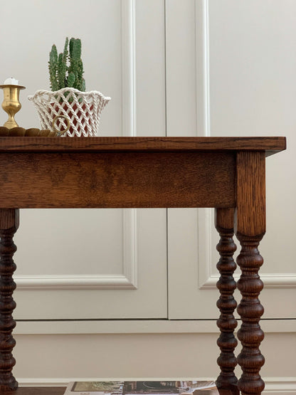 French vintage bobbin table on casters