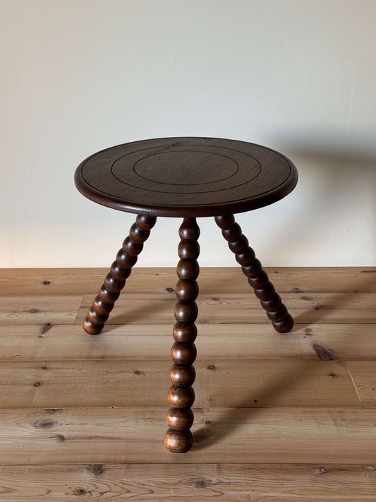 French mid-century circular bobbin table