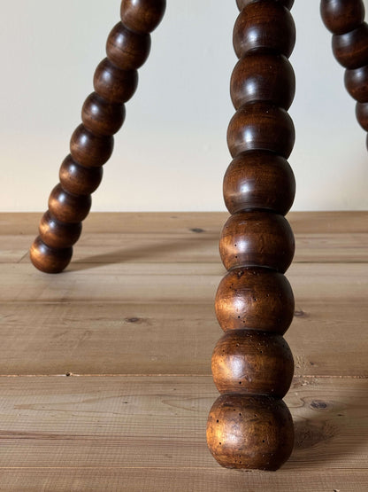 French mid-century circular bobbin table