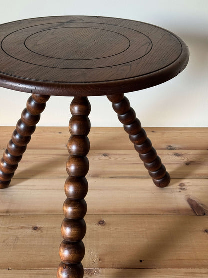 French mid-century circular bobbin table