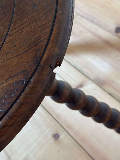 French mid-century circular bobbin table